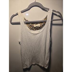 Saturday Sunday Tank Top Womens M White Round Neck Sleeveless Jersey cottagecore